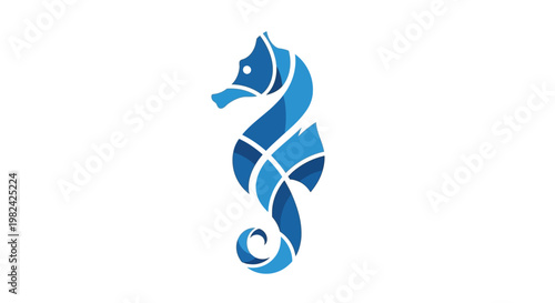 Blue Seahorse Oceanic Marine Life Creature.
