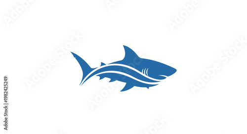 Blue Shark Silhouette Ocean Creature.