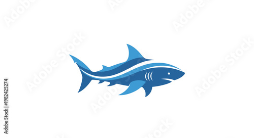 Blue Shark Swimming in Ocean Water.