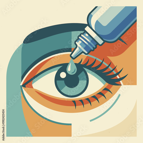 Eye dropper applying medicine to eye.