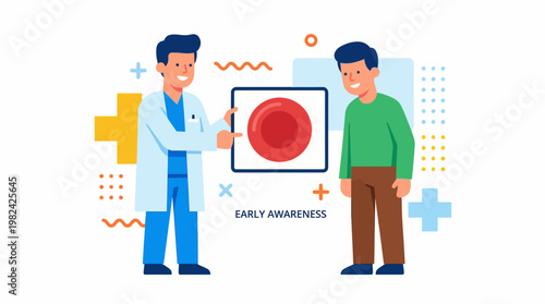Medical expert educating a patient about crucial blood health, illustrating the significance of early detection and preventive care for optimal wellness