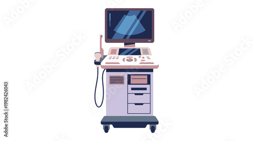 Vector Illustration of a Modern Ultrasound Machine for Medical Diagnostic Imaging and Hospital Equipment Stock Graphics