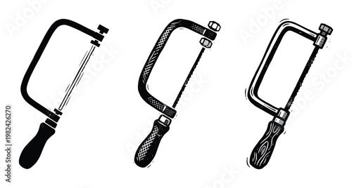 Hacksaw Tools Illustration, Woodworking Carpentry Hand Saw Set