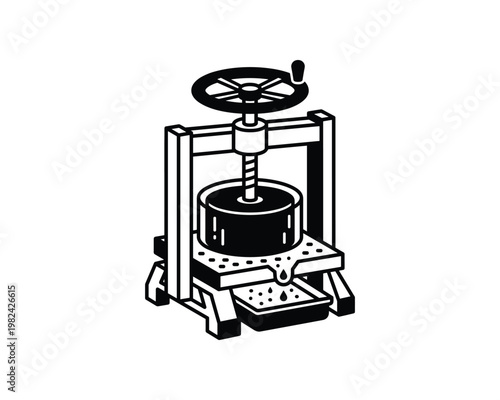Industrial cheese press illustration equipment agriculture food production