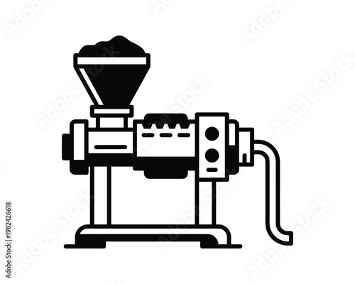 Industrial metal extruder vector illustration of mechanical pressing machine