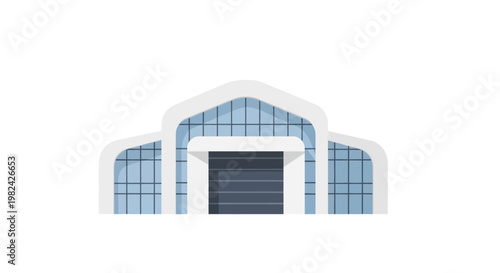 Modern Industrial Warehouse and Factory Building Vector Icon - Minimalist Storage Facility Illustration Isolated on White