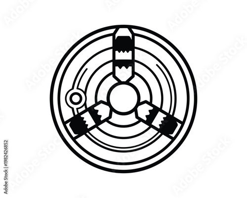 Lathe Chuck Vector Illustration, Tool Rotary Mechanical Machine