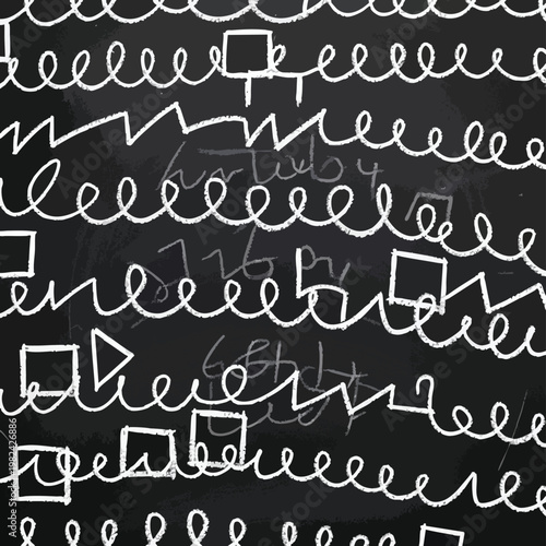 White Chalk Doodles on Blackboard Background for Creative Design and Educational Use
