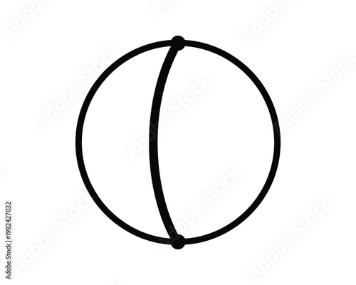 Longitude Line Vector with Poles, Meridian Globe