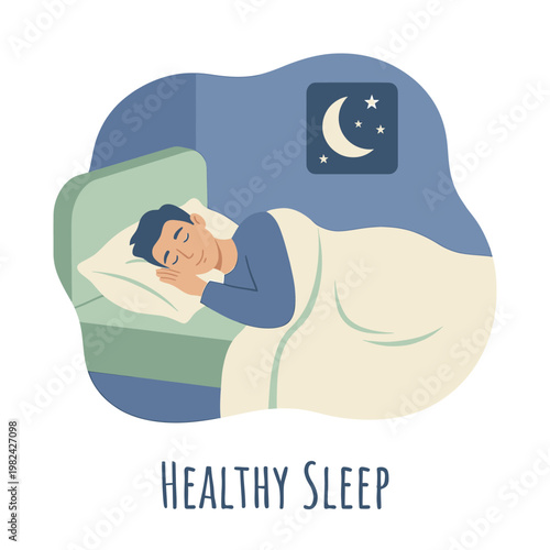 Man Sleeping Peacefully in Bed.