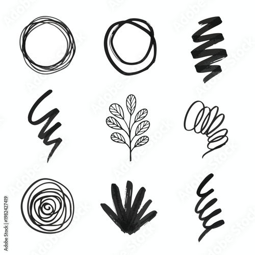Abstract Hand Drawn Style Elements for Creative Design Projects