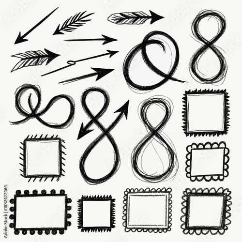 Creative Black and White Arrow and Frame Illustrations for Design Projects