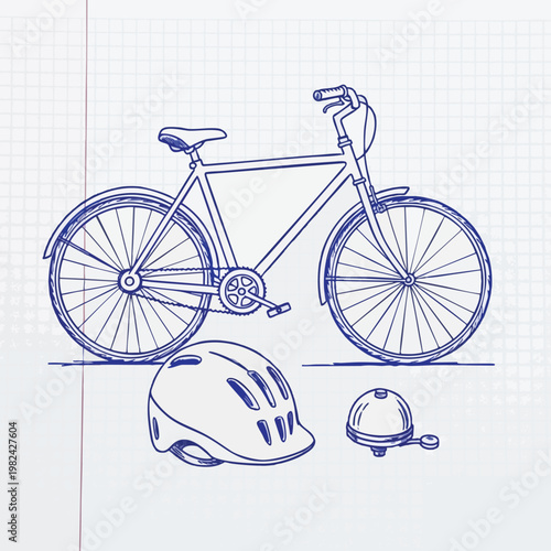 Outdoor Cycling Gear with Bike Helmet and Protective Equipment