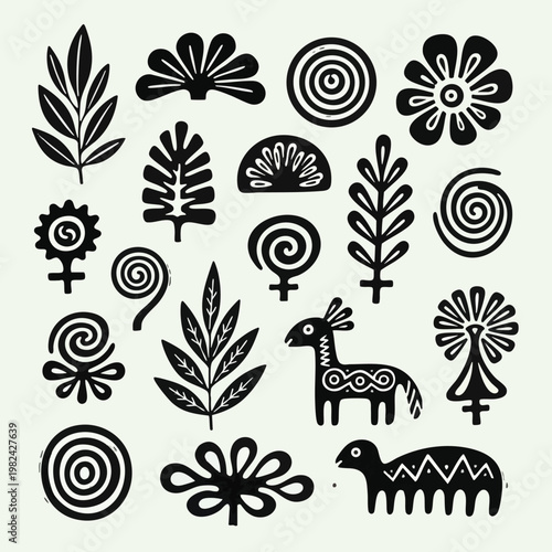 Stylized Nature and Animal Illustrations for Creative Design Projects