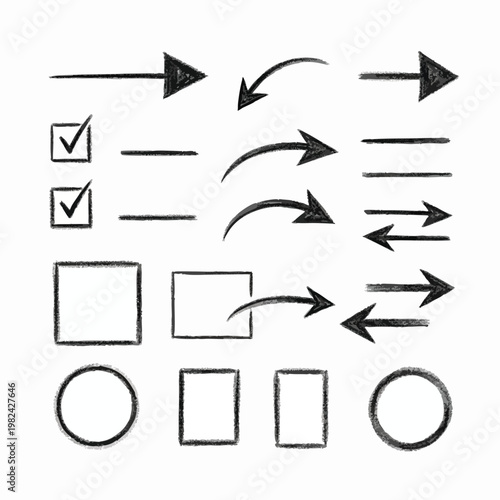 Collection of Arrow and Checkbox Symbols for Graphic Design and Presentation Use