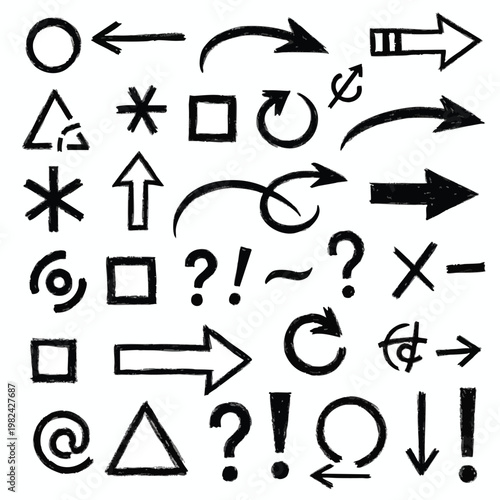 Collection of Diverse Arrow and Symbol Icons for Creative Design and Marketing Projects