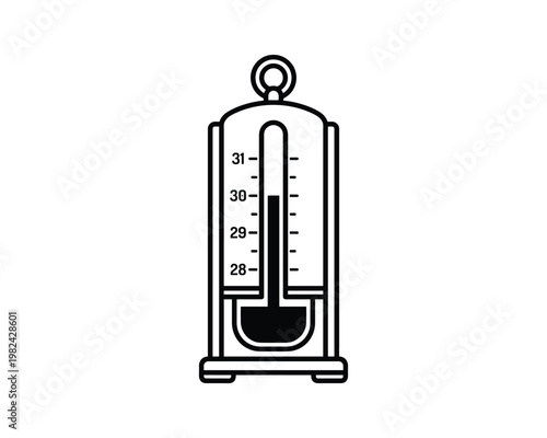 Mercury barometer vector illustration. Ancient measurement instrument.
