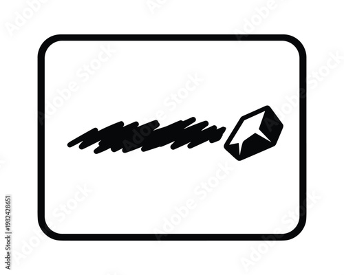 Mineral streak test icon: A black streak being tested by an eraser