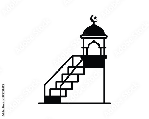 Minbar staircase vector illustration, Islamic pulpit icon