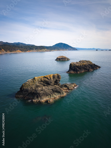 Port Orford at the Southern Oregon Coast, aerial view. 