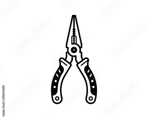 Needle nose pliers vector line drawing tool for repairs