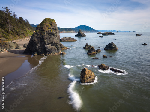 Port Orford at the Southern Oregon Coast, aerial view. 
