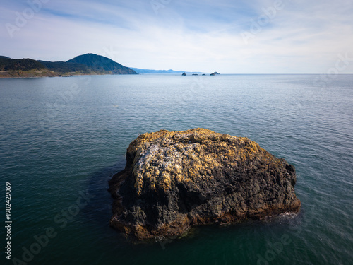 Port Orford at the Southern Oregon Coast, aerial view. 