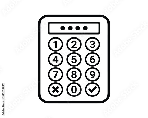 Passcode keypad vector with numbers and symbols for security access