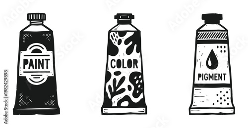 Paint Tube Set Vector, Artistic Color Pigment Illustration