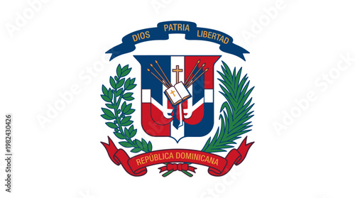 Dominican Republic Coat Of Arms National Emblem Heraldry Vector Illustration