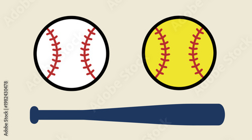 Softball Or Baseball Sport Ball Equipment Game Vector Illustration