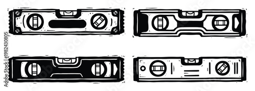 Spirit level illustration, construction tool designs
