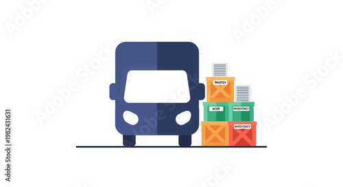 Logistics and Inventory Management Concept Illustration with Delivery Truck and Cargo Boxes