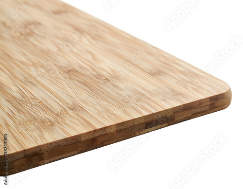 Top View of Empty Rectangular Wooden Cutting Board Surface with Natural Grain Texture Isolated Graphic Element for Culinary Food Presentation and Kitchen Mockup