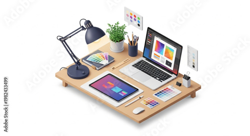 Digital Artist Workspace 3D Vector