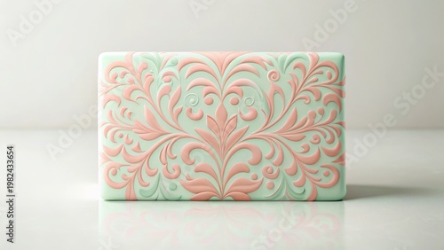 Elegant pastel green and peach decorative box with embossed floral design, perfect for weddings, gifts, or home decor