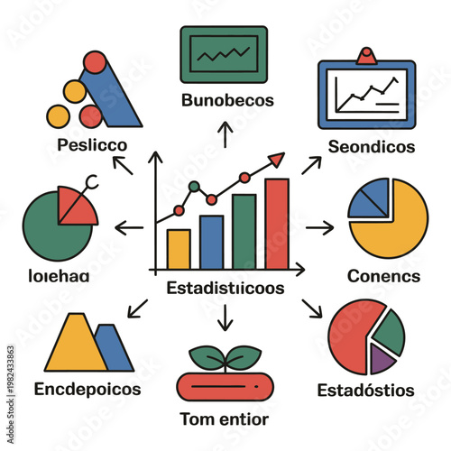Infographic elements with statistical charts and data visualization icons