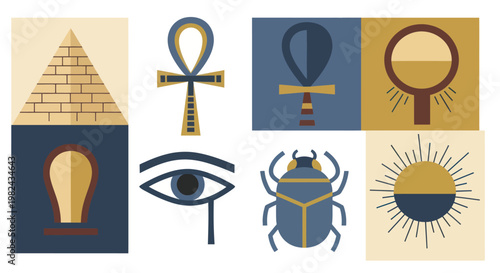 Ancient Egyptian Symbols and Hieroglyphs Collection.