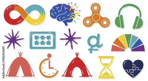 Autism Awareness and Neurodiversity Symbols Collection.