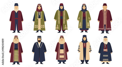 Collection of Diverse Traditional Ethnic Clothing Outfits.