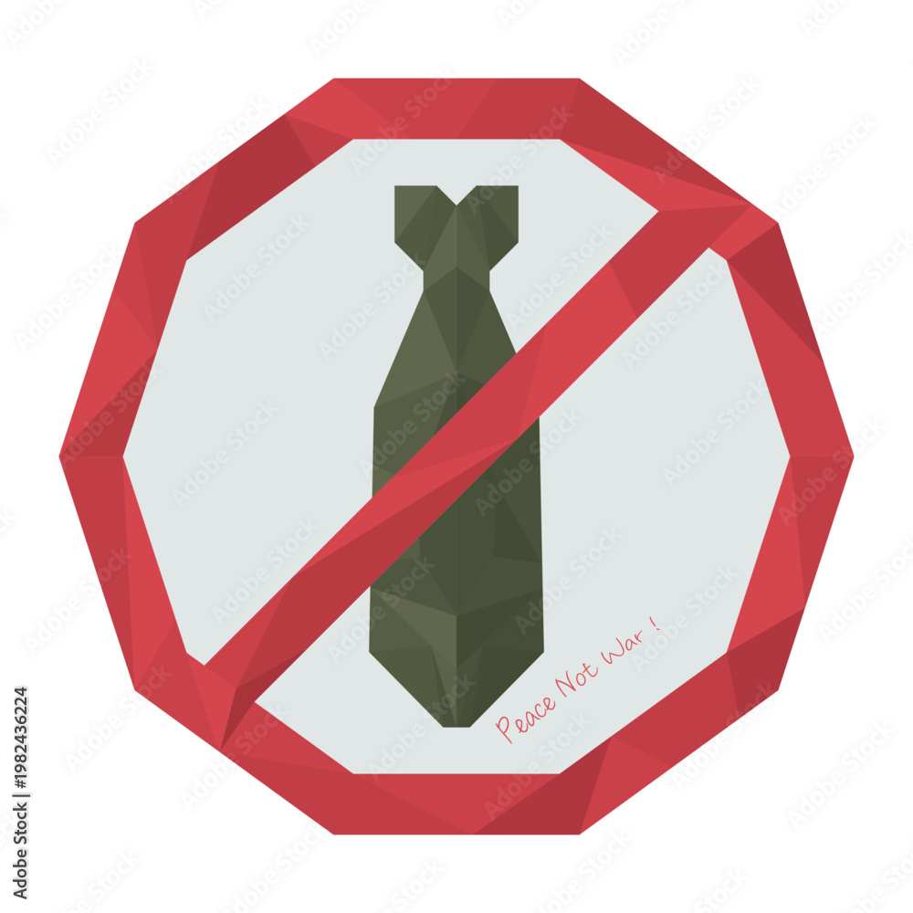 Obraz premium Abstract no atomic bomb polygon signage isolated on white background