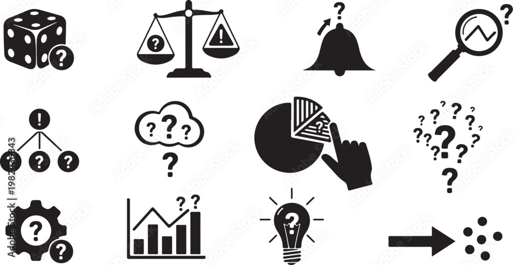 Obraz premium Business Problem Solving and Decision Making Icons Set