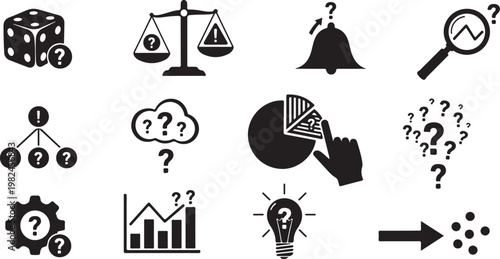 Business Problem Solving and Decision Making Icons Set