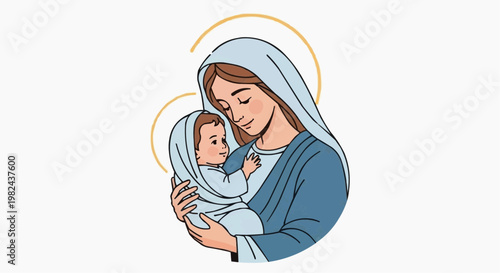 Mother Mary holding baby Jesus