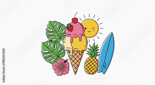 funny cartoon ice cream summer