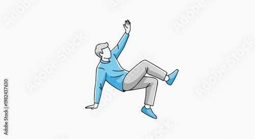 vector of a man sliding and falling, slipping.