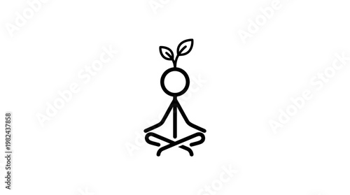 Zen Stick Figure with Leaves Concept