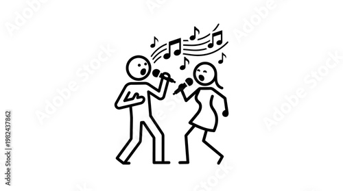 Stick Figure Singers Performing on Stage