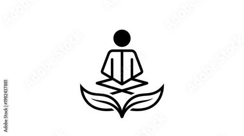 Minimalist Meditation Symbol with Leaves