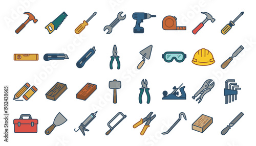 Collection of various construction tools.